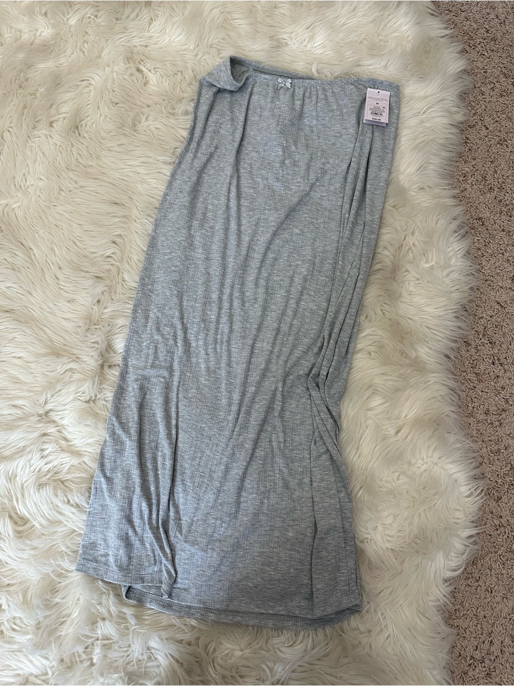 NWT Auden Light Gray Ribbed Maxi Skirt with slit